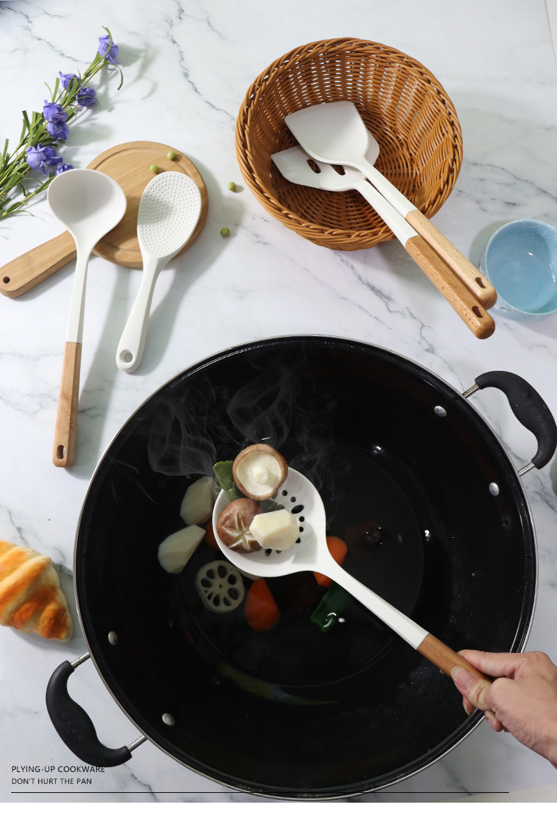 Silikon spatula ve kaşık 13 parçalı set yapışmaz silikon spatula süt beyazı gıda sınıfı silikon mutfak eşyaları seti satışa hazır
