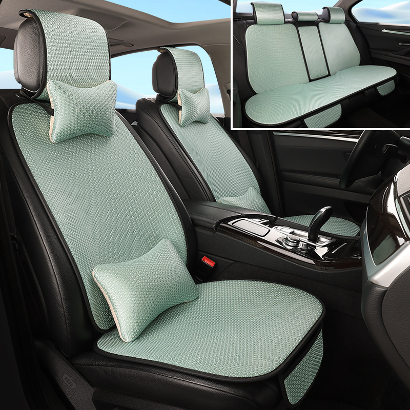 Car seat cushion summer ice silk seven-piece rear conjoined seat cover universal model non-slip breathable seat cushion