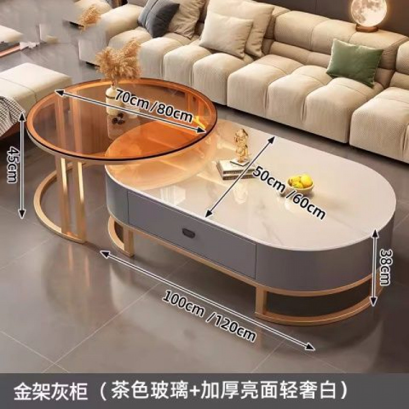 +업그레이드 [골드 프레임 그레이 캐비닛] 스노우 마운틴 화이트 슬레이트 + 브라운 유리++