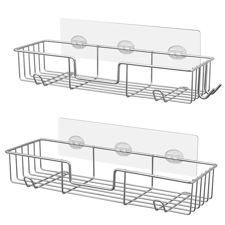 Stainless steel dust-proof wall-mounted bath shower ball rack kitchen storage rack portable nail-free collection