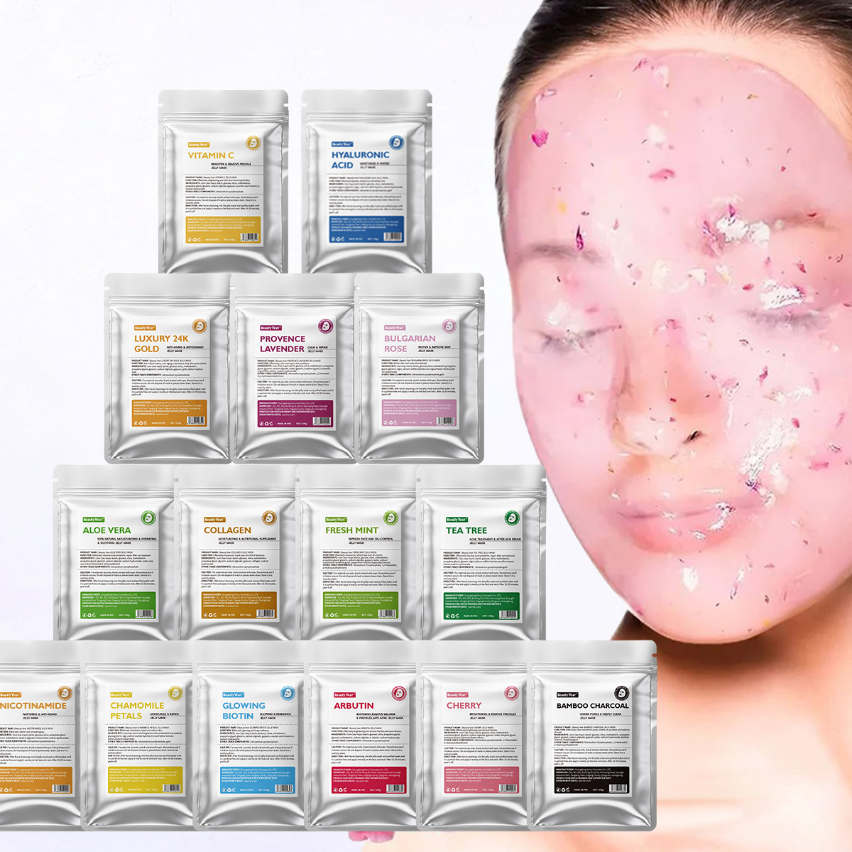 Cross-Border Foreign Trade Specializes in Supplying Crystal Jelly Mask Powder, High-End Hospital-Grade Hydrating and Moisturizing Smear-On Mask 100g Soft Mask Powder