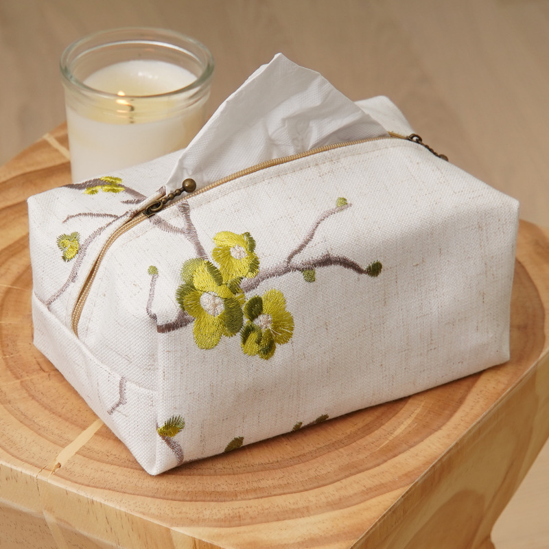 刺绣花小清新布艺纸巾盒 纸巾套抽纸盒文艺日式收纳纸巾包