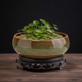 水培花盆陶瓷铜钱草睡莲水莲花盆处理清仓无孔水仙网红专用盆圆形