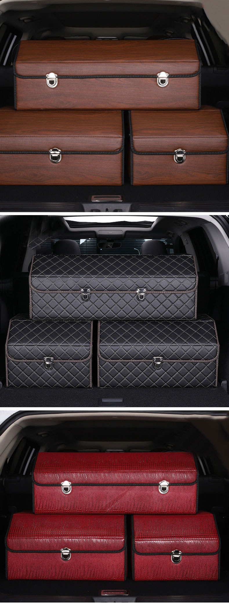 Car Accessories Trunk Storage Box Car Leather Storage Box Multifunctional Folding Car Interior Decoration Storage