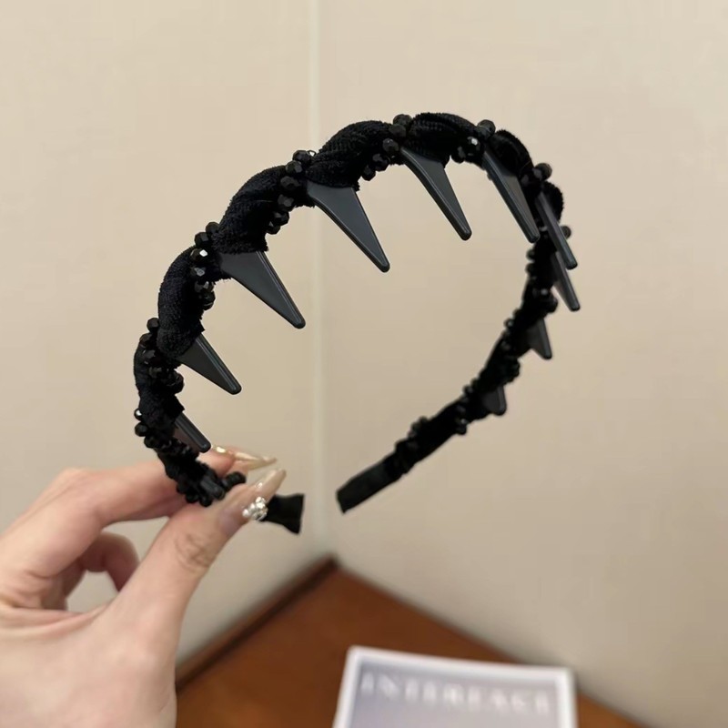 复古黑色格纹头饰发箍高级感轻奢头箍高颅顶带齿女洗脸专用防滑|undefined