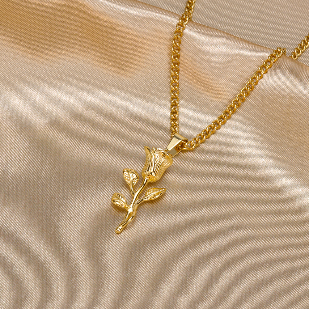 Daily Occasion Stainless Steel, Titanium Steel Material Simple Style Rose Stainless Steel Titanium Steel Plating Pendant Necklace 1 Piece