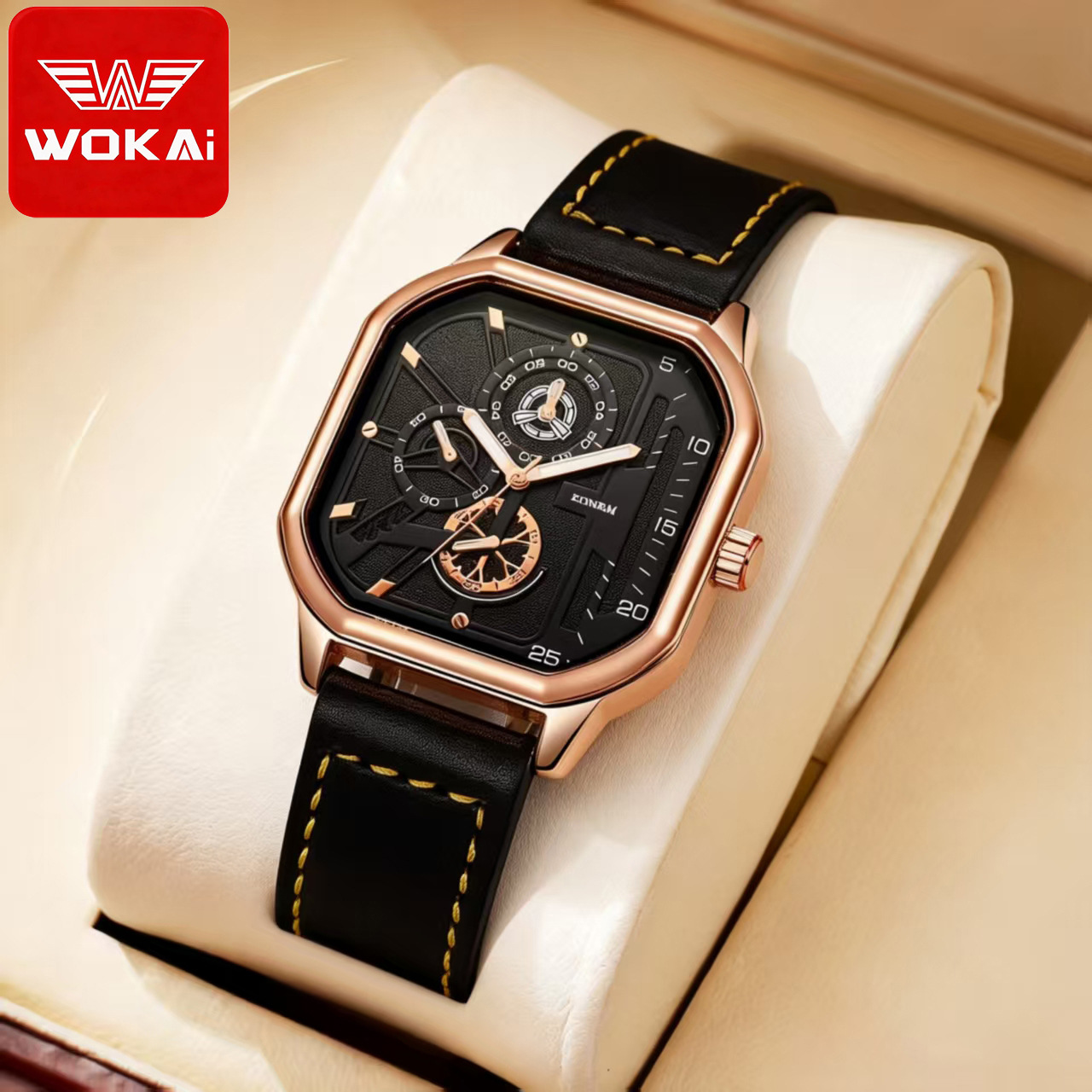 Cross-Border New Creative Sports Square Belt Men's Watch Simple Scale Quartz Watch Men's Watch Wholesale