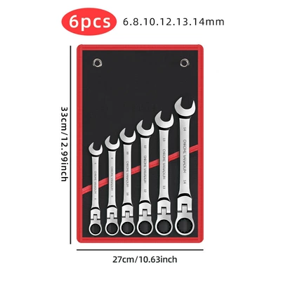 Mühərrik tənzimləmə alətləri head, 72-tooth quick dual-use open-end - 6pcs-black-and-red-cloth-bags