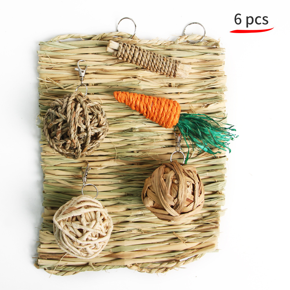 6 종 세트 (밀짚 매트 + 물 히아신스 볼 + 물 풀 랜덤 직조 볼 + 옥수수 잎 볼 + 당근 + 물 풀 스위트 대나무 롤)