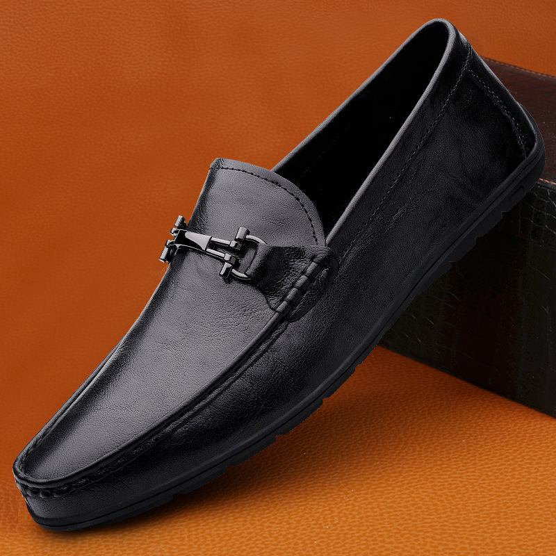 New Men's loafers men's cowhide loafers comfortable breathable quality men's shoes slip-on youth casual leather shoes men