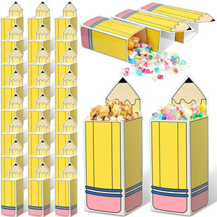 Pencil Candy Box Popcorn Box Pencil Stationery Box Back to School Welcome Candy Box Classroom Decoration Supplies