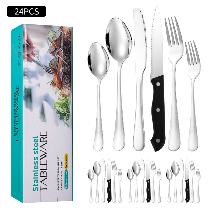 Caja verde 1010 principal 5 cuchillo de carne plata (24 piezas)