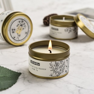 Aromatherapy Candle Manufacturers Supply Smoke-Free Indoor Soy Wax Scented Candles DIY Golden Tin Cans as Souvenirs