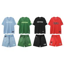 跨境新款正确版Chrome Hearts 克罗伈T恤梵文圆领T花臂冰球服套装