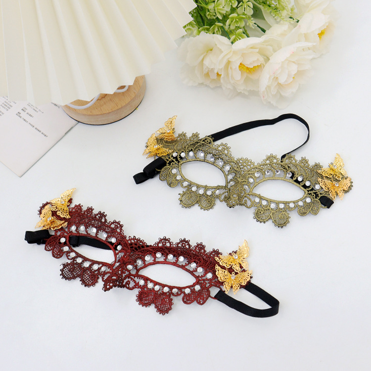 Halloween máscaras fiesta de encaje máscaras de estilo pequeño pavón incrustado mariposa metálica ojos sexy