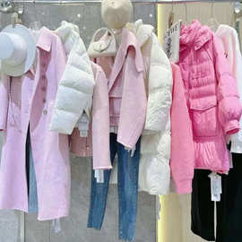 轻奢女装24冬款哈祥喜羽绒服双面羊绒上衣针织衫裤裙女装尾单清货