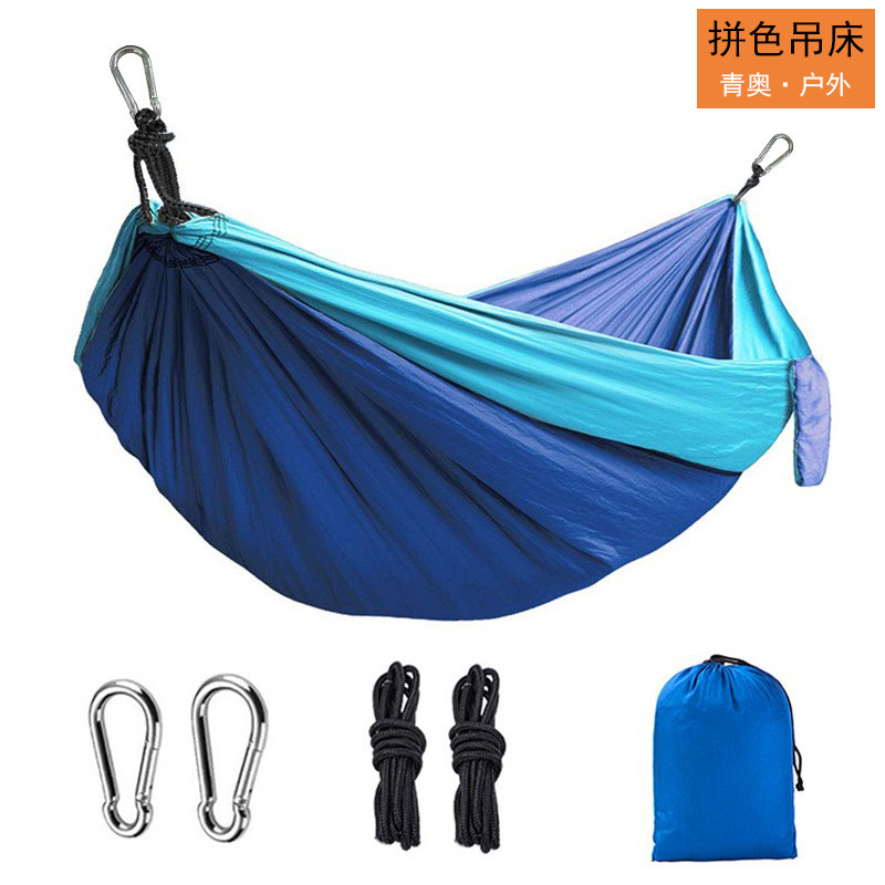 Cross-border Amazon hammock outdoor camping single and double parachute cloth plaid hammock wholesale