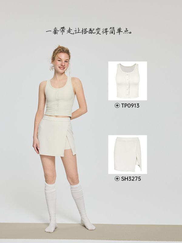 2025 春と夏の新しいヨガ服女性の胸パッドベスト偽ボタン装飾フィットネス服ハイウイングスパンデックスフィットネス服|undefined