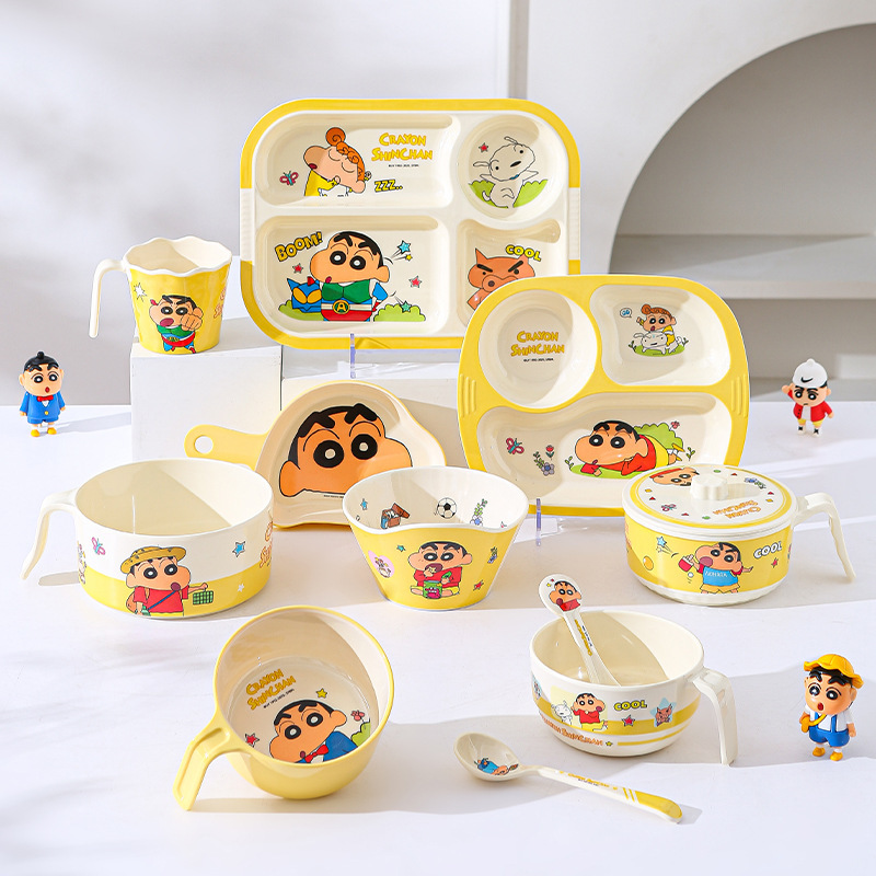 Crayon Shin-Chan Children's Bowl with Handle, Household Cartoon Baby Food Bowl, Anti-Fall, Anti-Scalding Dinner Plate, Eating Spoon, Water Cup Crayon Shin-Chan Children's Bowl with Handle, Household Cartoon Baby Food Bowl, Anti-Fall, Anti-Scalding Dinner Plate, Eating Spoon, Water Cup