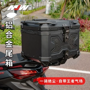 Mjw Black Warrior Aluminum Alloy Tail Box 45L55L65L Motorcycle Large Capacity Trunk Storage Box Electric Vehicle