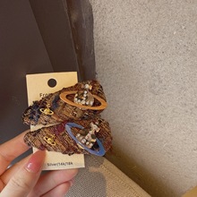 时尚个性星球水钻发夹复古咖色bb夹气质百搭刘海夹少女侧边夹发饰