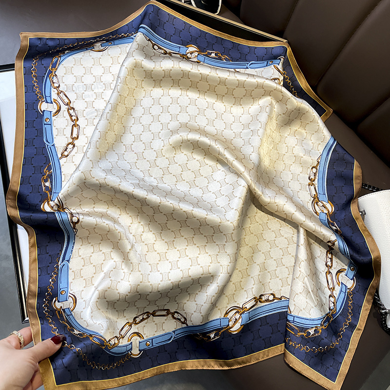 70cm pequeña toalla cuadrada primavera y otoño universal sensación de alto nivel de seda simulación bufandas de seda para mujeres con camisa de decoración profesional bufandas de cuello