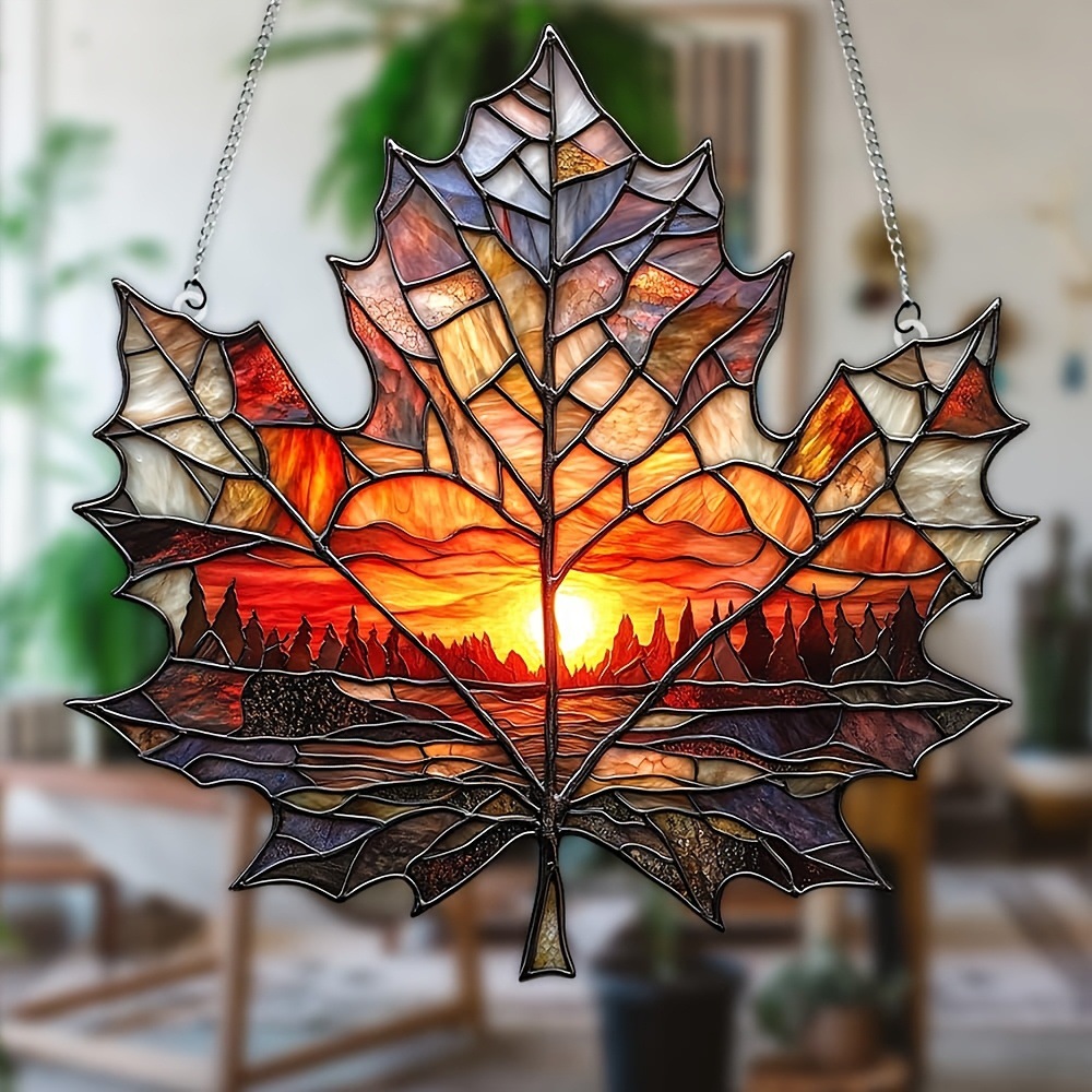 Ventas transfronterizas de acrílico plano 2D decoración interior captura de luz de puesta de sol de arce decoración interior de la sala de estar de Navidad