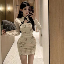 新款中国风设计少女感蚀骨镂空性感改良版旗袍连衣裙女装夏季小众