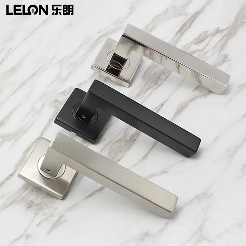 Manija de la puerta de la habitación del dormitorio de acero inoxidable cerradura de la puerta interior personalizada manija de la puerta de madera cerradura dividida cuadrada manija accesorios