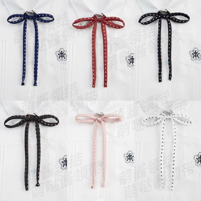 Модный галстук-бабочка в горошек для женщин, милый аксессуар JK, цветок на воротнике студенческой формы, молодежная универсальная мода.