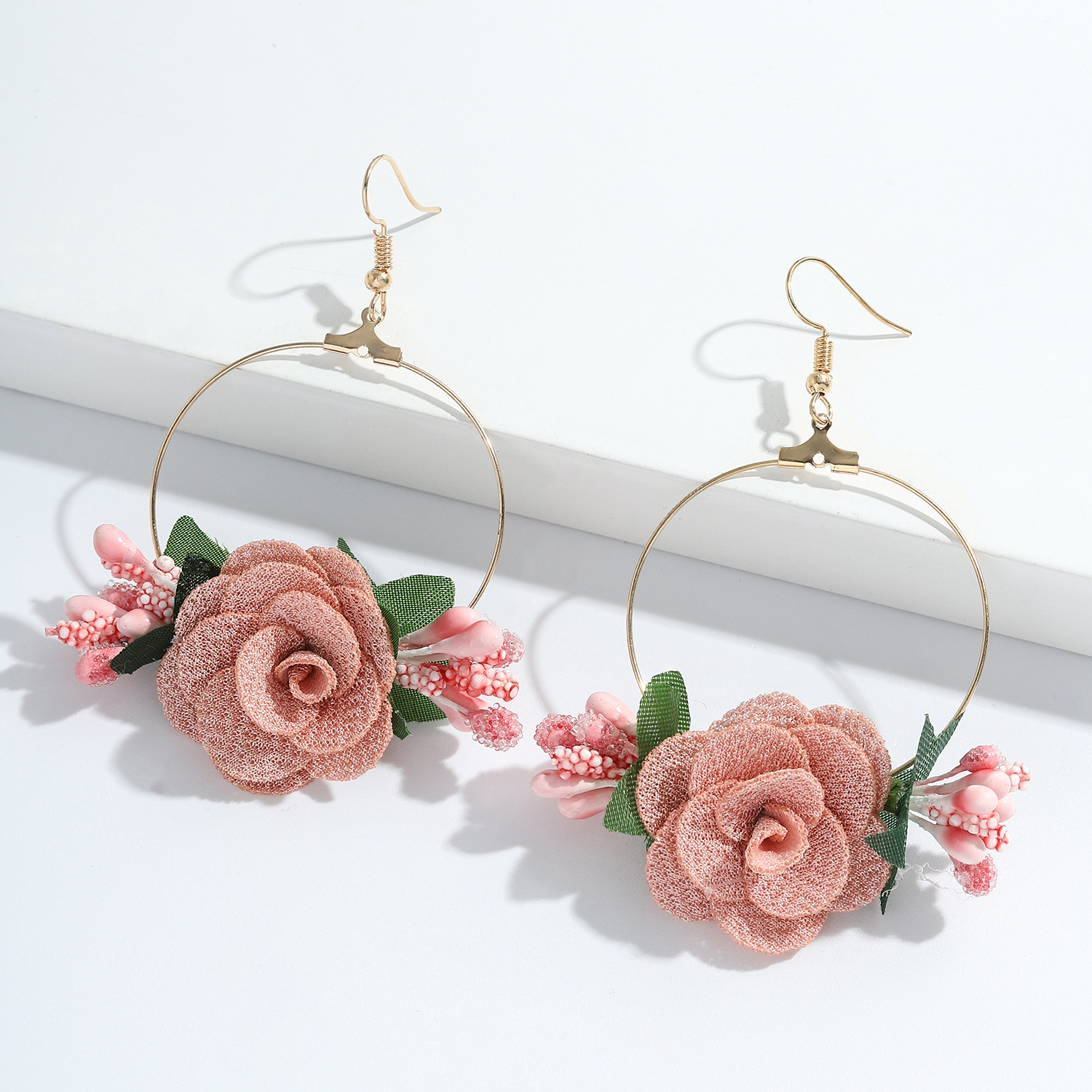 7g Weight Alloy Ear Needle Material Drop Earrings Classification Anniversary, Business, Travel, Birthday, Festival Occasion Alloy, Gauze Material Flower Pattern Women'S Gender Ethnic Style Style White, Pink, Purple, Red, Blue Color Ethnic Style Flower Alloy Gauze Drop Earrings 21