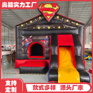 Source Factory Superman Small Trampoline Naughty Castle Outdoor Children's Playground Amusement Equipment Slide Trampoline Inflatable Castle