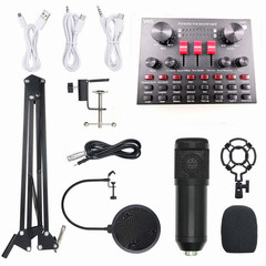 BM800 Capacitor Microphone Recording Microphone with NB-35 Boom Arm Stand, Windscreen V8S Audio Interface Kit