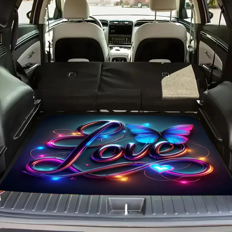 Temu Labeling Dropshipping Cross-Border Abstract Printed Car Trunk Mat Water-Absorbent, Non-Slip, Dirt-Resistant and Wear-Resistant Car Floor Mat