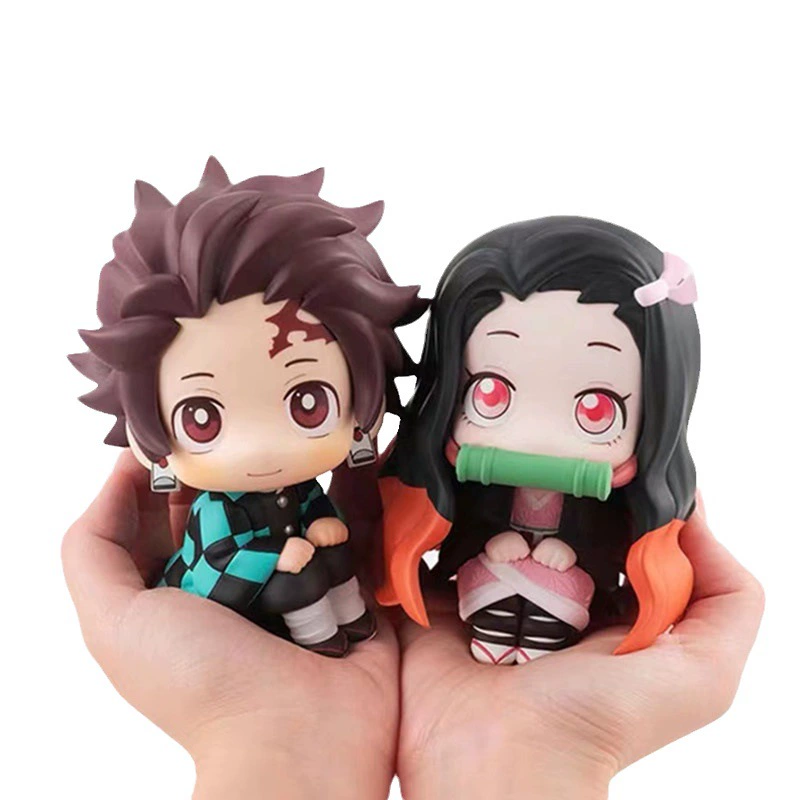 Кукла в формате версии Q с сидящим знаменитостью Kakashi Demon Slayer: Kimetsu no Yaiba Nezuko Tanjiro модель украшение