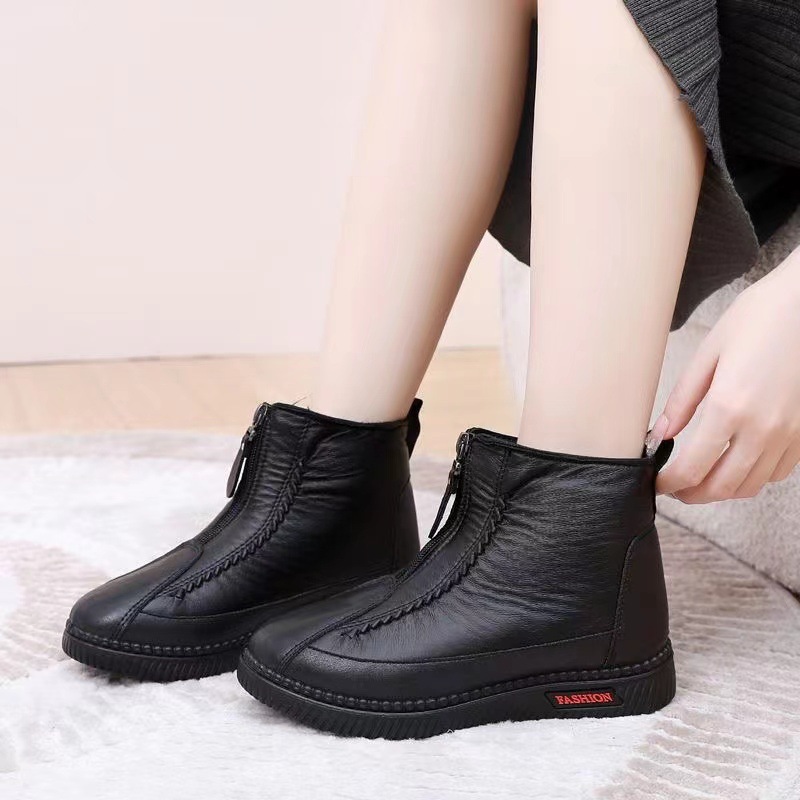 Zapatos de algodón de madres de invierno de vello viejos zapatos de algodón de Beijing zapatos de abuela antideslizantes suaves gruesas botas de nieve cálidas de ancianos