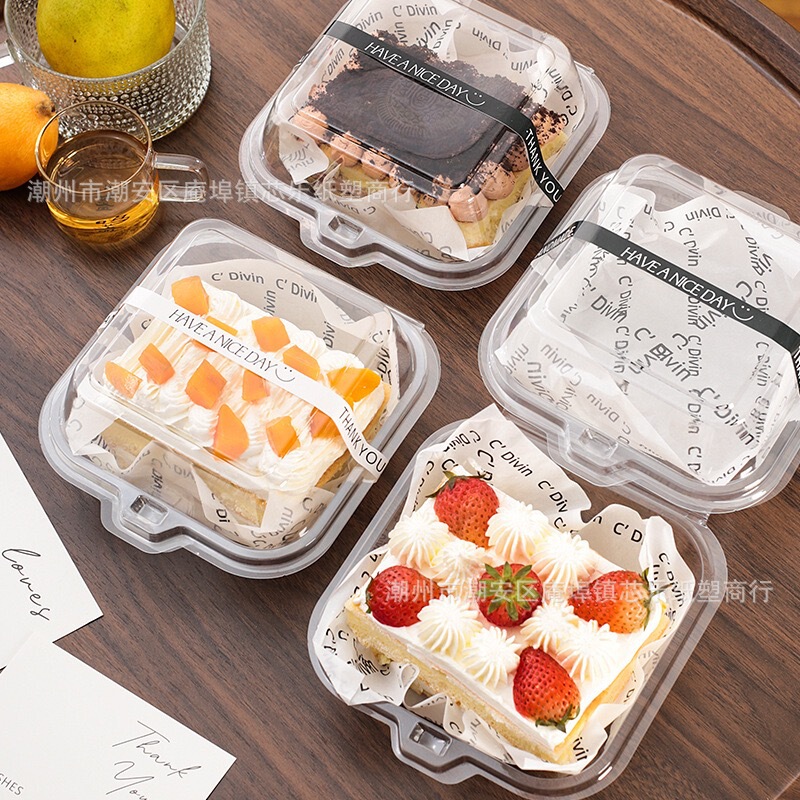 Cake Packaging Box, Cut Packaging Box, Tiramisu Packaging Box, Internet Celebrity Transparent Dessert Packaging Baking Lunch Box