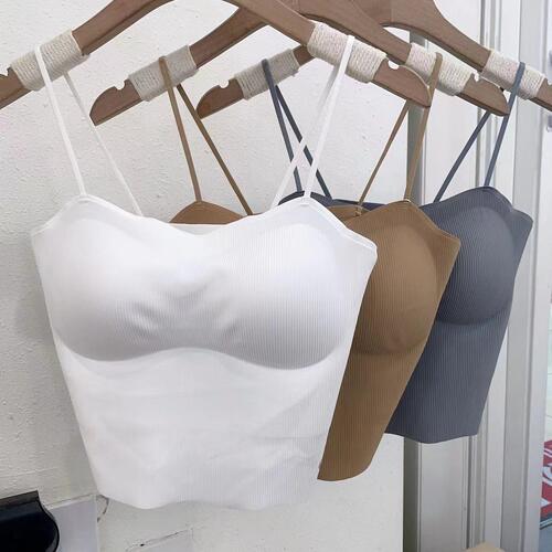 Ice Silk Beauty Back Camisole Women's Small Breast Revealing Big Thin Chest Pads Pure Desire Style Thin Anti-exposure Tube Bra Underwear