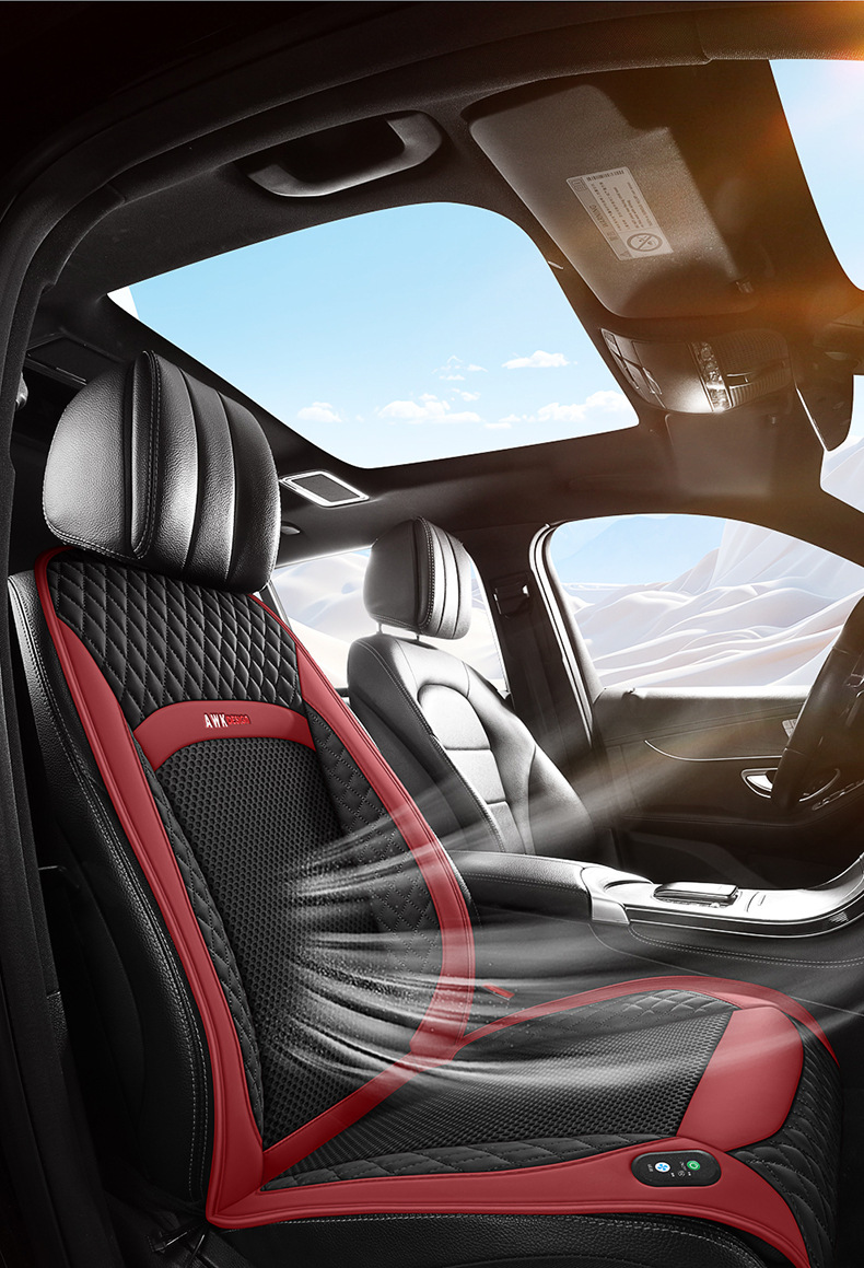 Car seat cushion cover leather ice silk car seat cushion hair dryer seat cushion air conditioning massage ventilation seat cover Amazon International Station