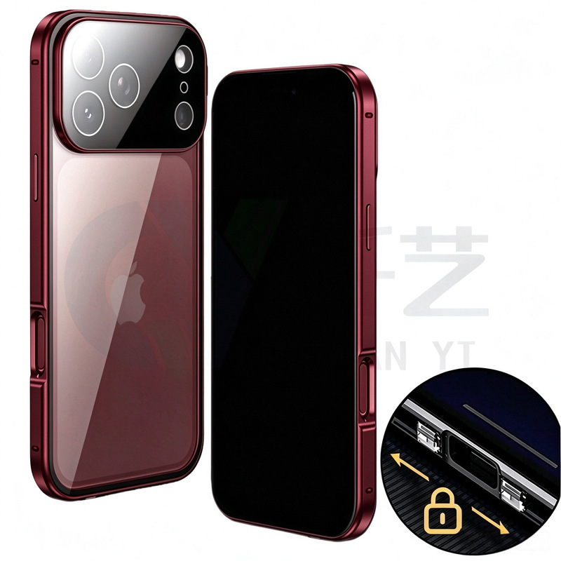 Suitable for Iphone18Promax Magneto Phone Case 17 Double-Sided Glass Anti-Peep Full-Cover Glossy Metal Anti-Drop Suitable for Iphone18Promax Magneto Phone Case 17 Double-Sided Glass Anti-Peep Full-Cover Glossy Metal Anti-Drop