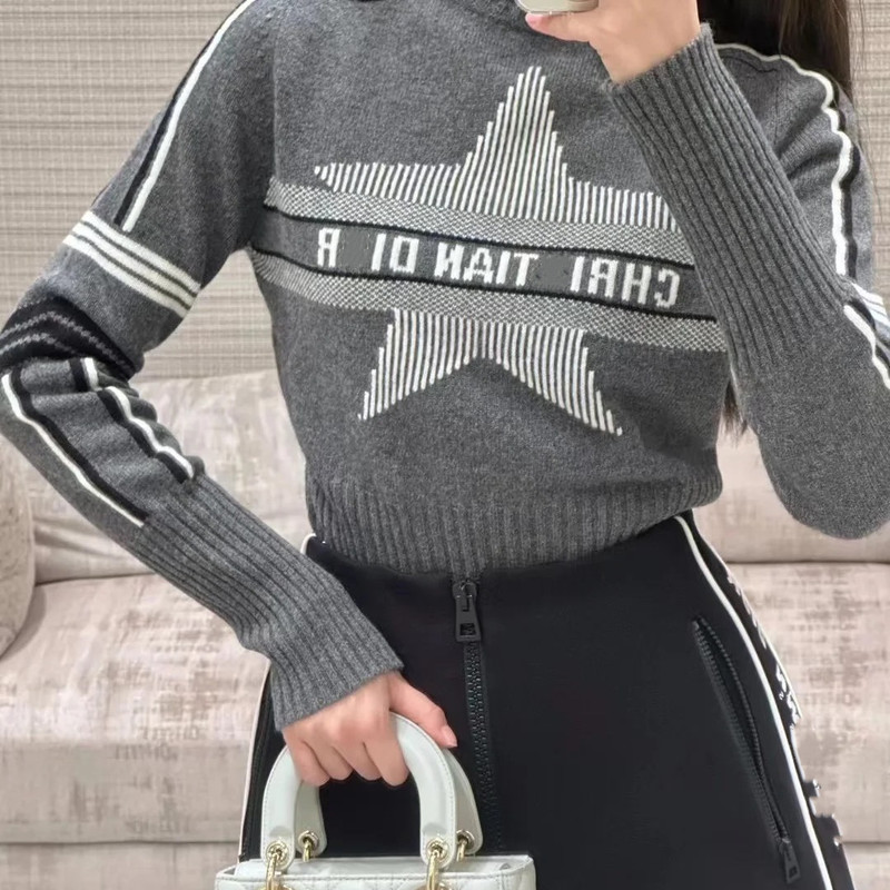 Autumn and Winter New Correct Version Original Label Di Joint Ski Series Five-Pointed Star Letter Pullover Round Neck Sweater