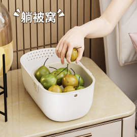 双层果篮懒人瓜子零食水果收纳盒加厚客厅收纳篮家用果盘沥水盘
