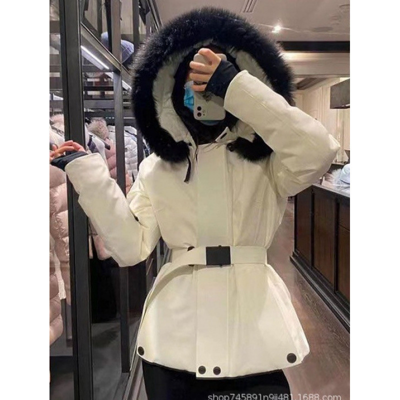 High-End Ski Jacket down Coat Grenble with Fox Fur Collar, Slim Fit, Thickened Short Parka for Winter