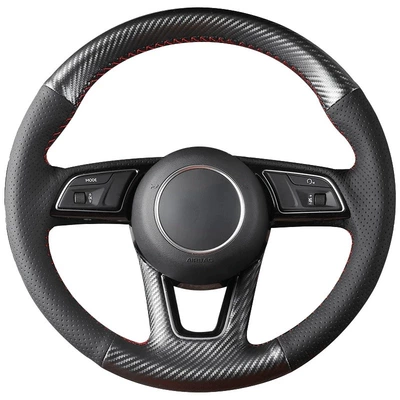Audi, Toyota, Honda, Nissan, Siyat | Steering wheel cover - carbon-fiber-pattern-black-hole-on-both-sides-black-line