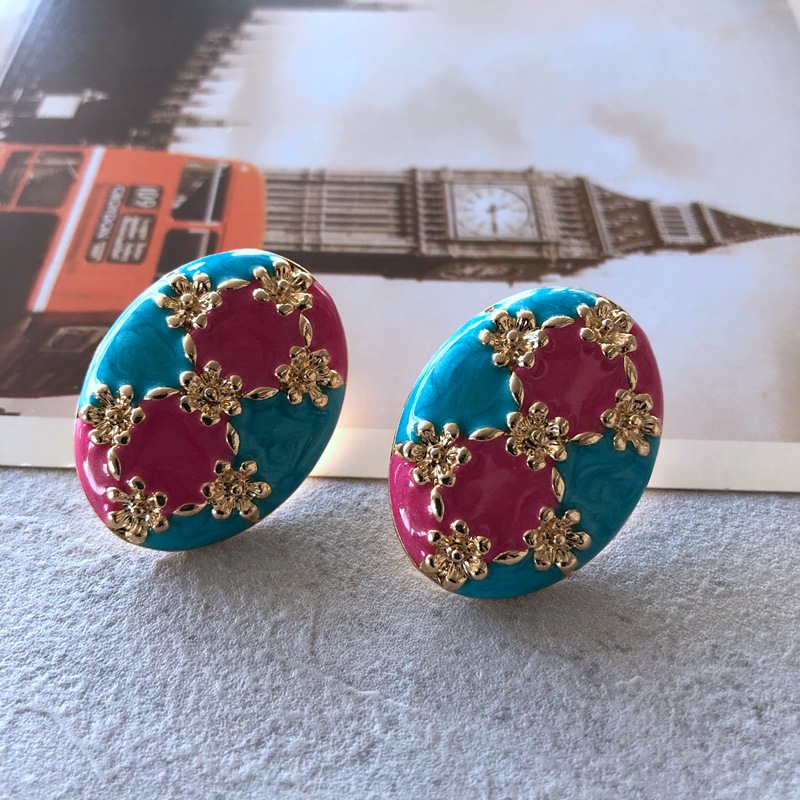 14g Weight 925 Sterling Silver Ear Needle Material No Inlaid Inlay Material Earrings, Ear Studs Classification Travel Occasion Alloy Material Printing Pattern Women'S Gender Fashion Style Grey, Green, Silver Color Fashion Printing Alloy No Inlaid Earrings Ear Studs 13