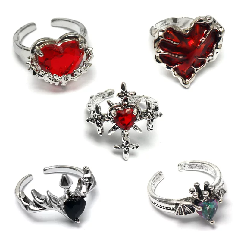 Accessory, ring, angel wings, European style, Gothic