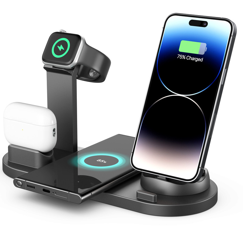Cross-Border 15W Four-In-One Wireless Charger Suitable for Apple iPhone Watch Earphones Mobile Phone Wireless Charging