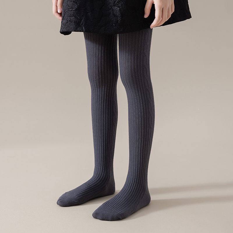Pantimedias para niños Otoño e Invierno Nuevas polainas para niñas Estilo coreano doble aguja rayas verticales adelgazamiento versátil pantimedias calcetines de algodón
