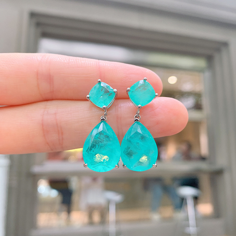 Retro Geometric Artificial Gemstones Women's Drop Earrings 1 Pair display picture 7