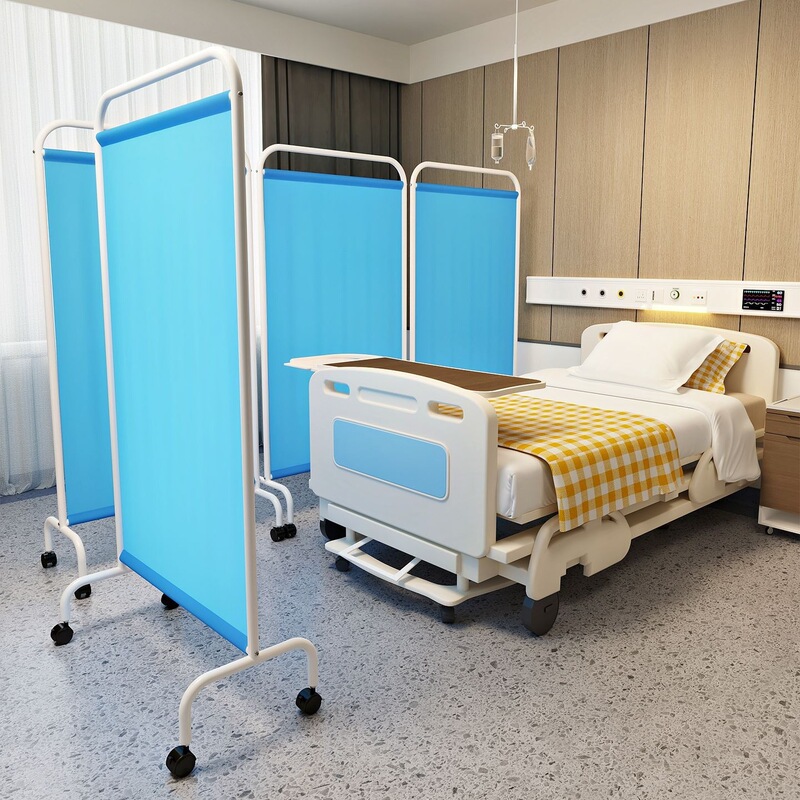Beauty Salon Sliding Mobile Folding Partition Curtain, Medical Screen, Fabric Partition, No-Drill Office Screen Divider
